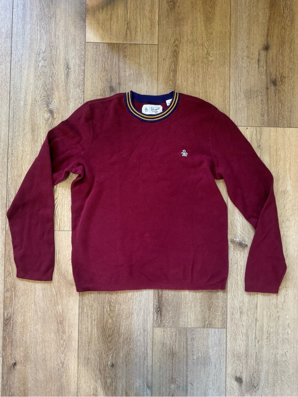 Original Penguin Knitted Crew Neck Sweater - Cabernet - Men’s Size M